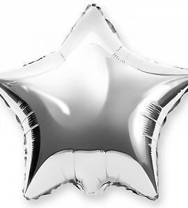 Шар - Серебро - фольгированная звезда 48 см