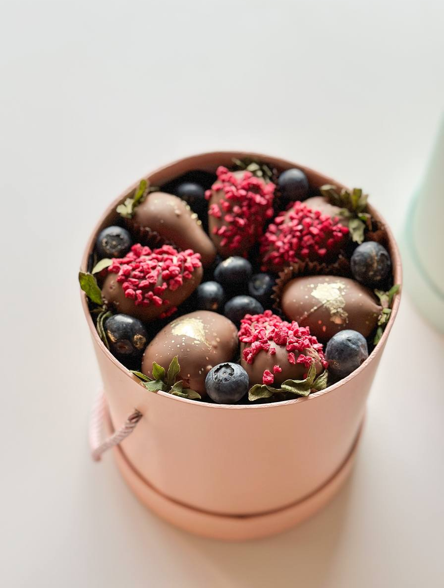 Клубничный бокс "Бэмби" клубника в шоколаде и свежая голубика