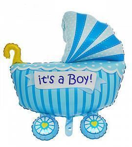 Шар фольгированный - Birthday boy (колясочка) - 35"