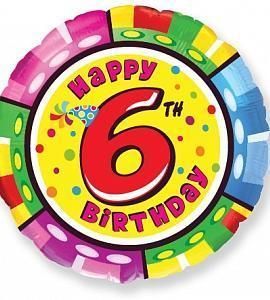 Шар - Happy BDAY 6 - круг 48 см