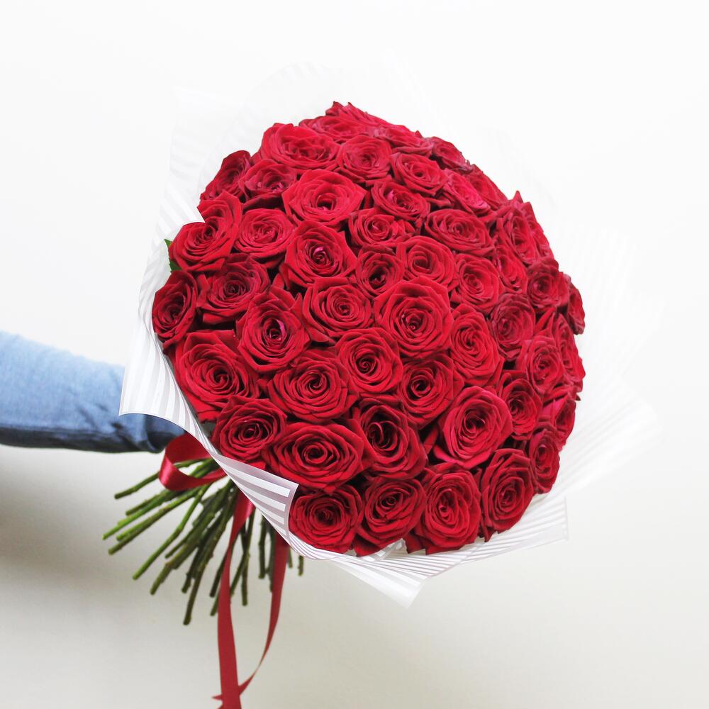 Букет из 51 красных роз "I LOVE YOU"