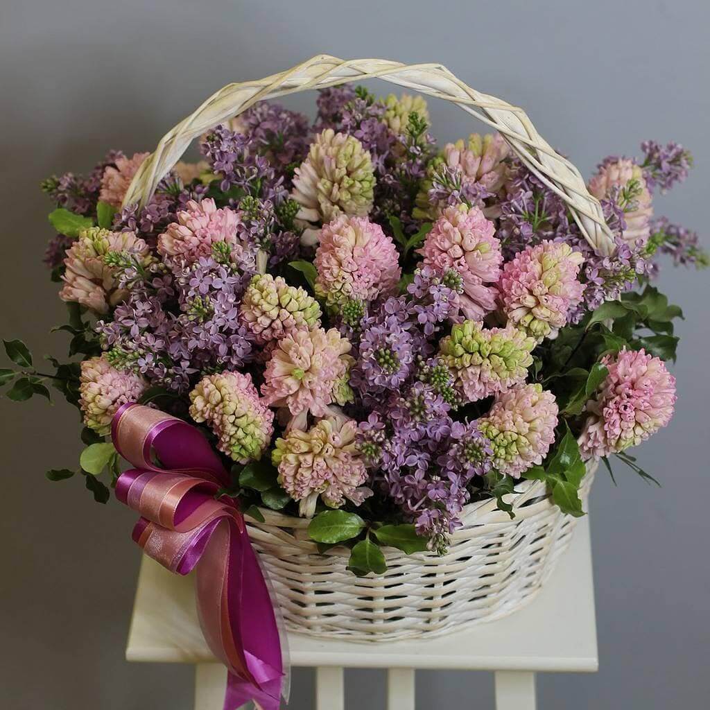 51 гиацинт в корзине