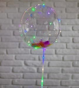 Шар светящийся - с перьями - 20"