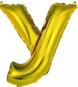 Фольгированный - Буква "У" 14" - золото
