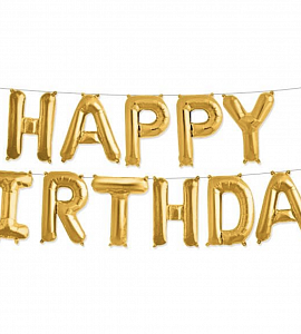 Набор шаров-букв (16''/41 см) "HAPPY BIRTHDAY", Золото