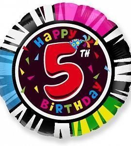 Шар - Happy BDAY 5 - круг 48 см
