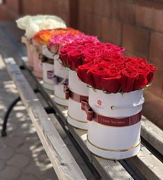 15 голландских роз в коробке разных цветов