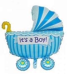 Шар фольгированный - Birthday boy (колясочка) - 35"