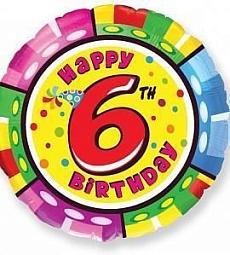 Шар - Happy BDAY 6 - круг 48 см