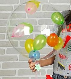 Шар Bubbles - Праздничный (10 шариков внутри) - 48 см