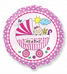 Шар - Девочка в коляске - круг 48 см