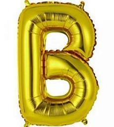Фольгированный - Буква "В" 14" - золото