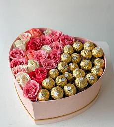 Композиция "Miss you" с розами и Ferrero Rocher