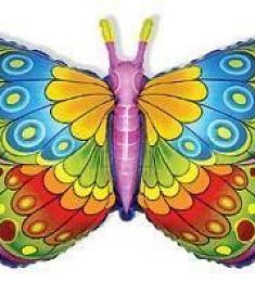Фольгированный шар - Бабочка разноцветная - 32"