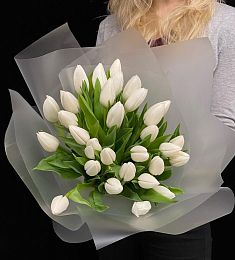 31 белый тюльпан в оформлении
